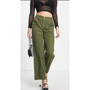 NEW Missy Empire Zip Detail Khaki Green Cargo Pants